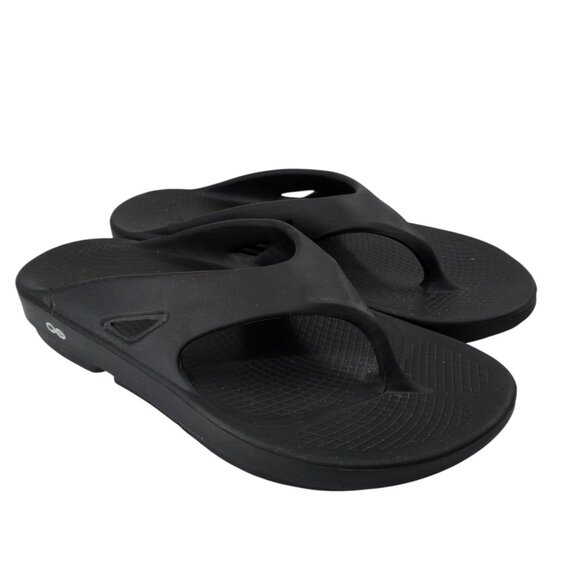 Oofos Ooriginal Flip Flops Recovery Black Sandals Size Mens 12 Womens 14 Comfort - Picture 1 of 13